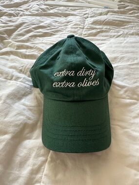 Green Baseball Cap with "extra dirty extra olives" Embroidery
